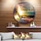 Designart - Colored Ocean Waves Falling Down III - Modern Seashore Round Circle Metal Wall Decor